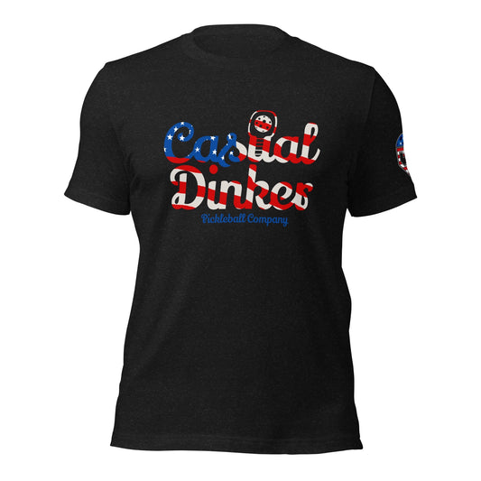 Casual Dinker- America, Pickleball T-Shirt, Black, Unisex