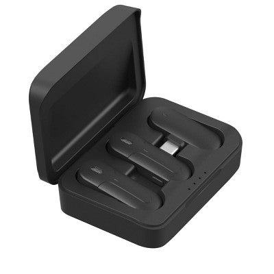 NORTH Wireless Lavalier Microphone System with USB-C Charging Case, Black