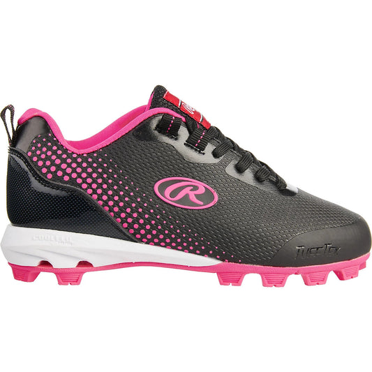 Rawlings Division Low Girls' Baseball Cleats - Black/Pink, Size 10