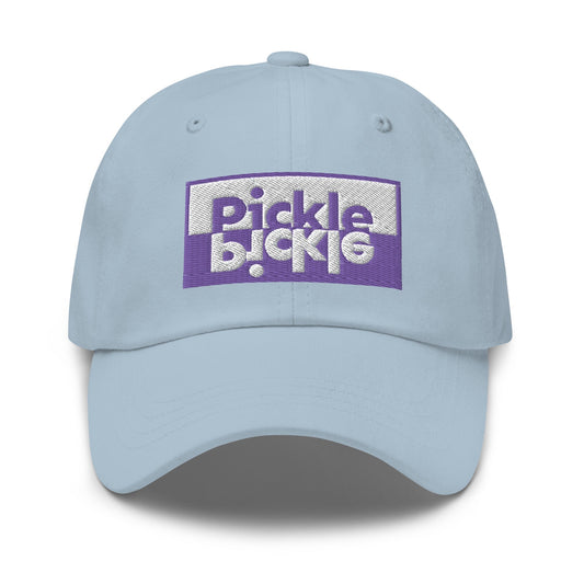 Casual Dinker- Purple Pickle Dad Hat Pickleball Hat White