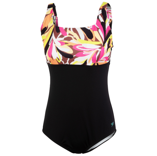 Speedo Women's Block Square Neck One-Piece Swimsuit, Size 10