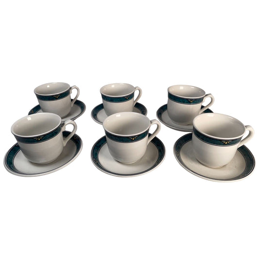 Porcelain Cup and Plate Set, 6 Six Pieces