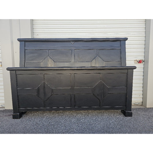 Rustic Black King Size Bed Frame with Head and Foot Board - Distressed Finish