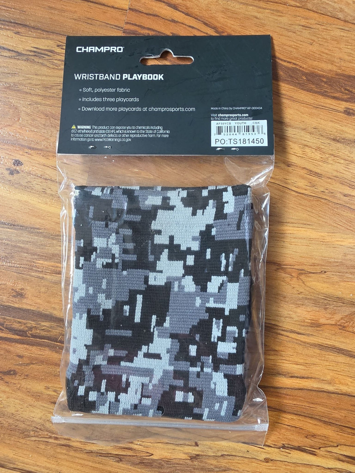 Champro Youth Triple Playbook Wristband - Camo Black