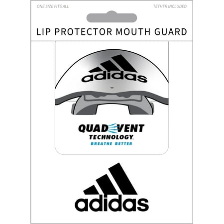 Adidas Quad Vent Lip Protector Mouth Guard with Tether - Silver, One Size