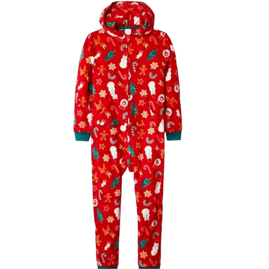 Cat & Jack Girls Christmas Print Union Suit, Size L - Red