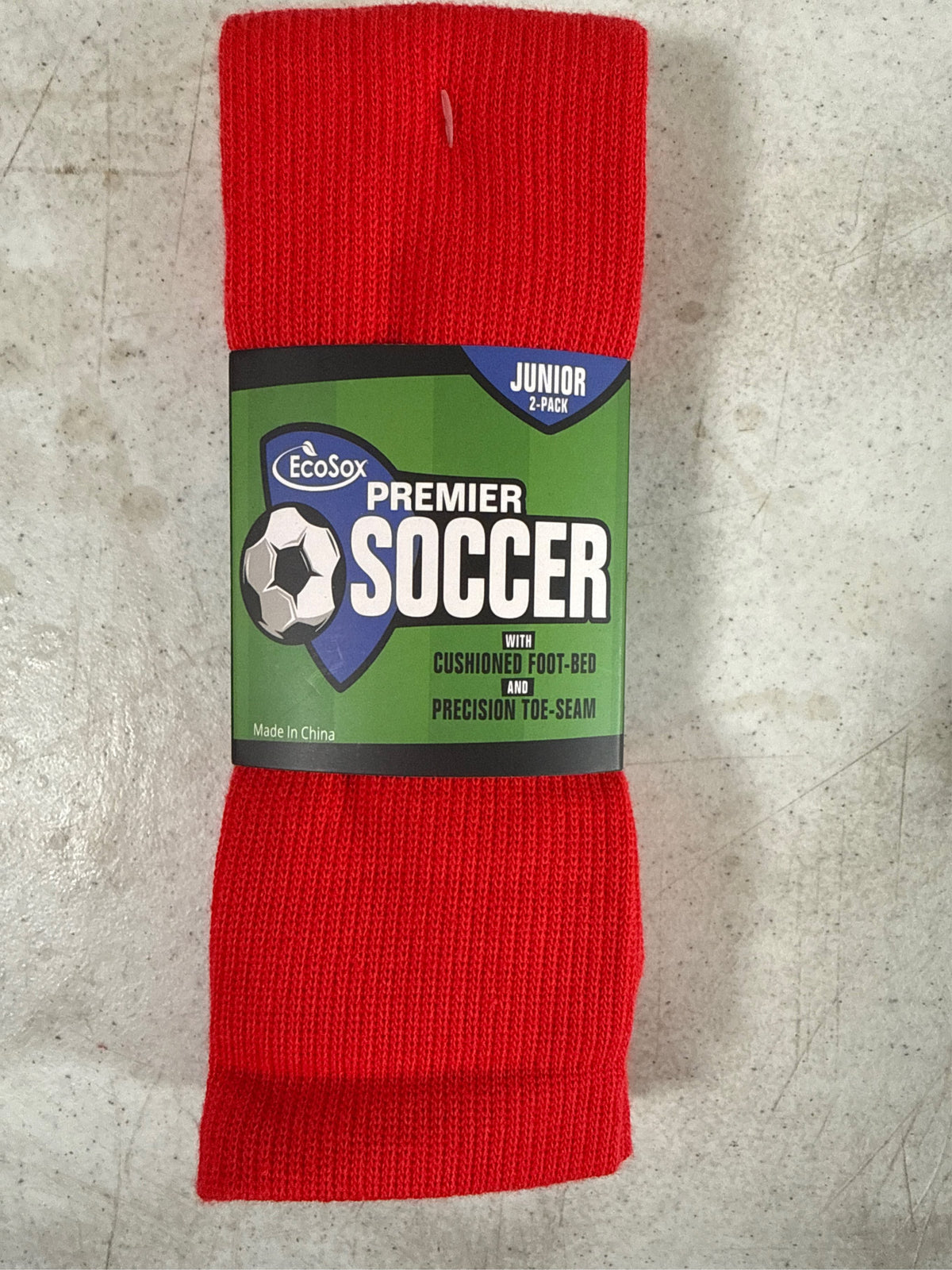 EcoSox Premier Over-the-Calf Soccer Socks - 2-Pack, Red, Size 5-7