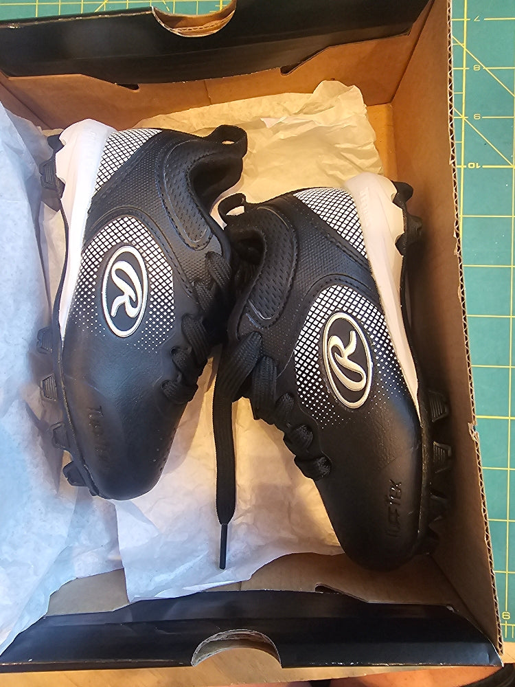 Rawlings Sanction Low Youth Baseball Cleats - Black/White/Red, Size 8