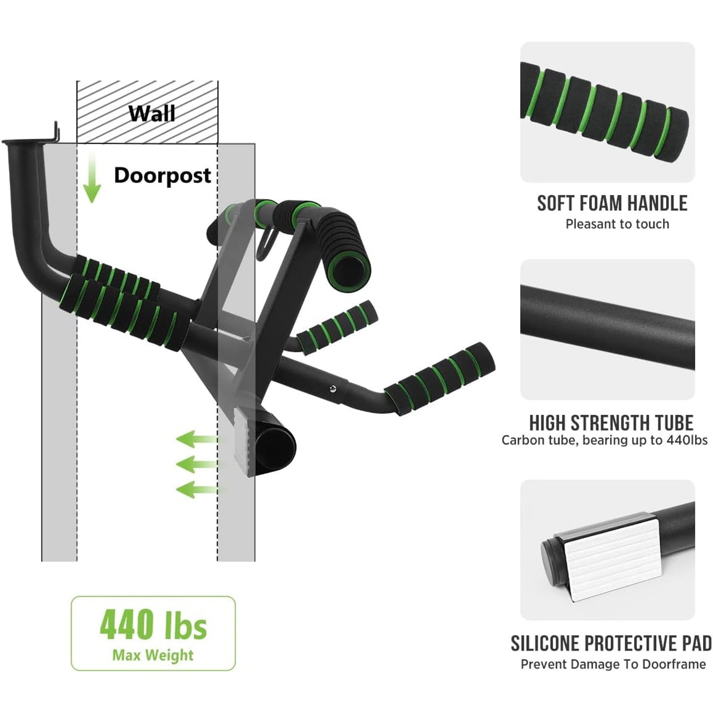 Doeplex Multi-Grip Pull-Up Bar with Smart Hook Technology