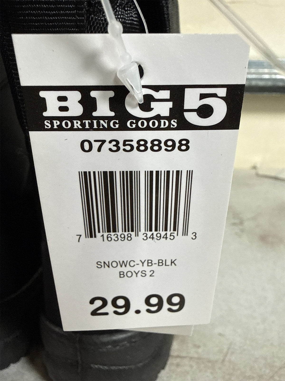 Boys' Black Quilted Winter Snow Boots - Size 2