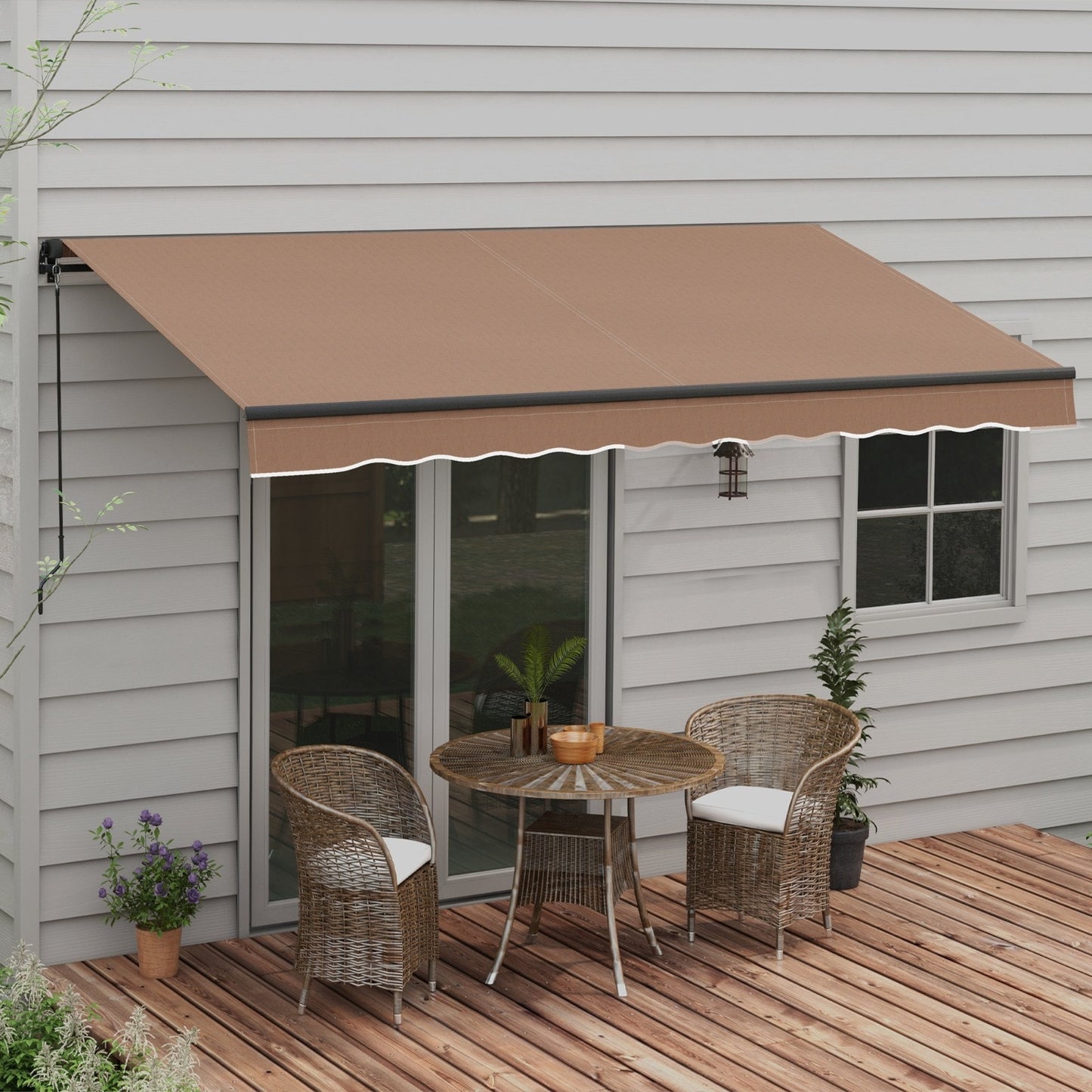 Outsunny 12' x 10' Retractable Awning - UV Resistant Sunshade Shelter