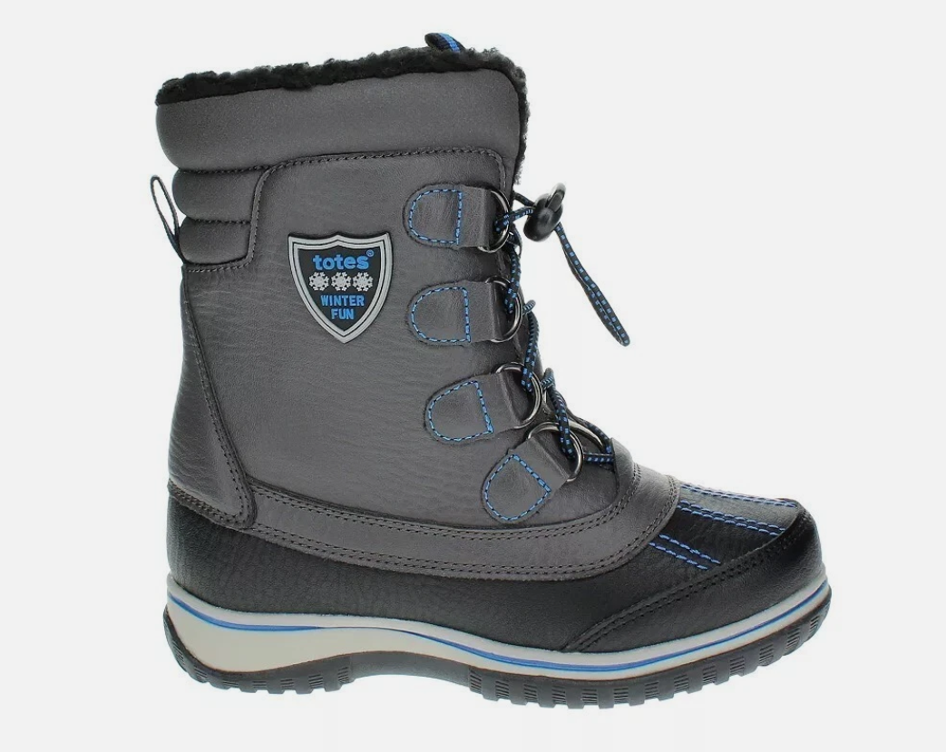 Totes David Unisex Snow Boots, Dark Gray, Size 5M