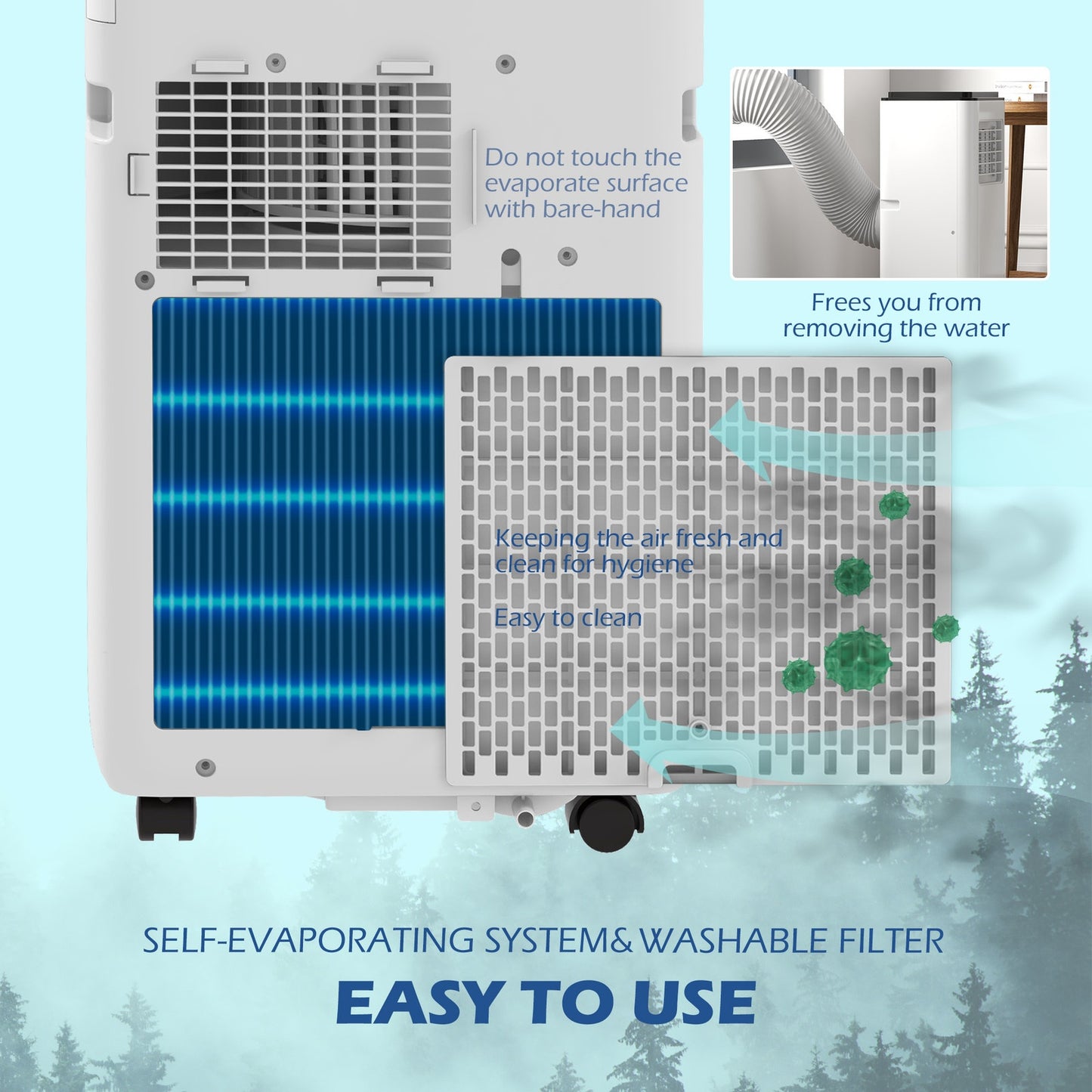 Homcom 823-058V83WT 10,000 BTU Portable AC, Dehumidifier for 440 Sq. Ft. - White