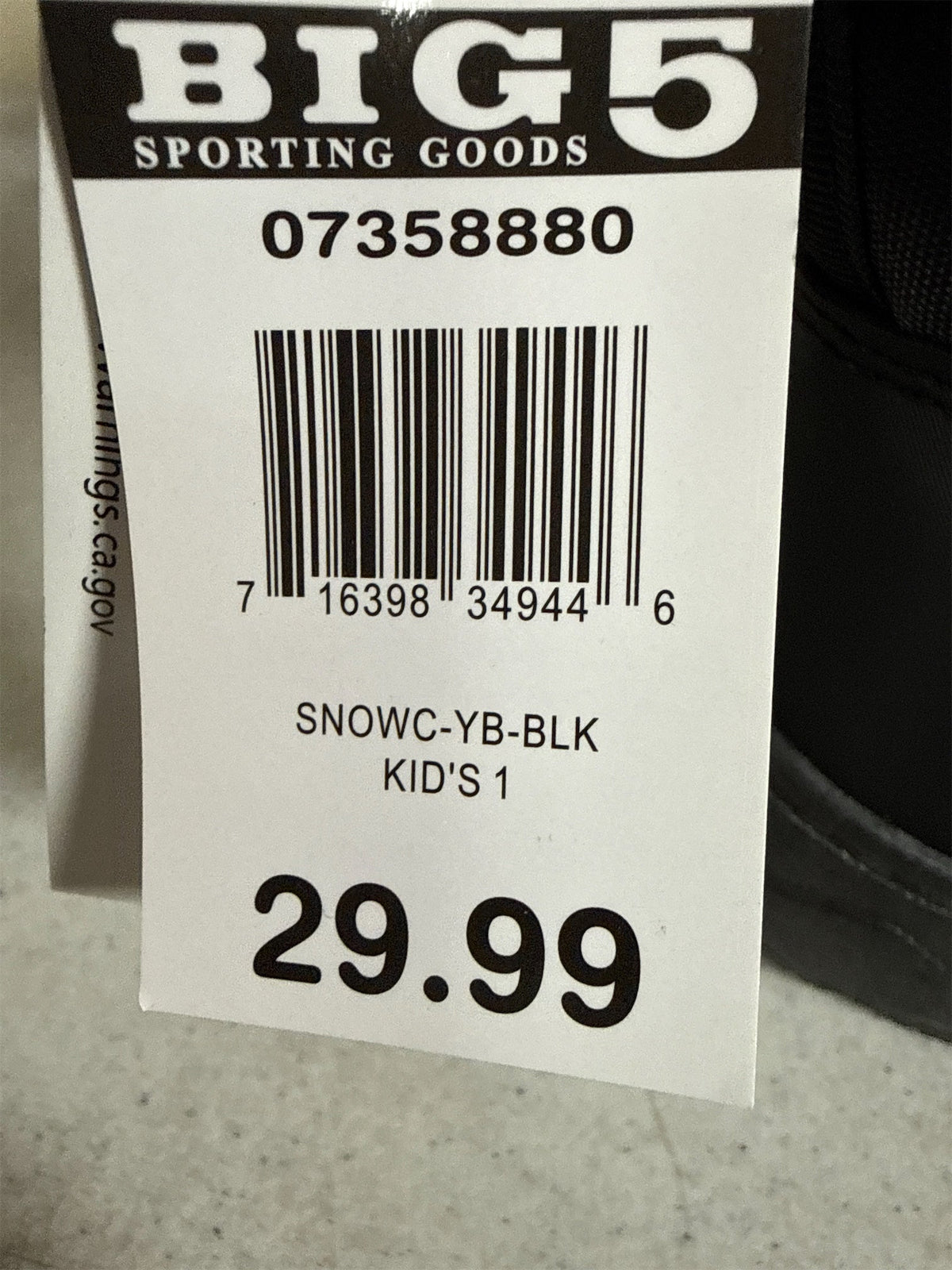 Kids' Comfortable Quilted Winter Snow Boots - Black, Size 1