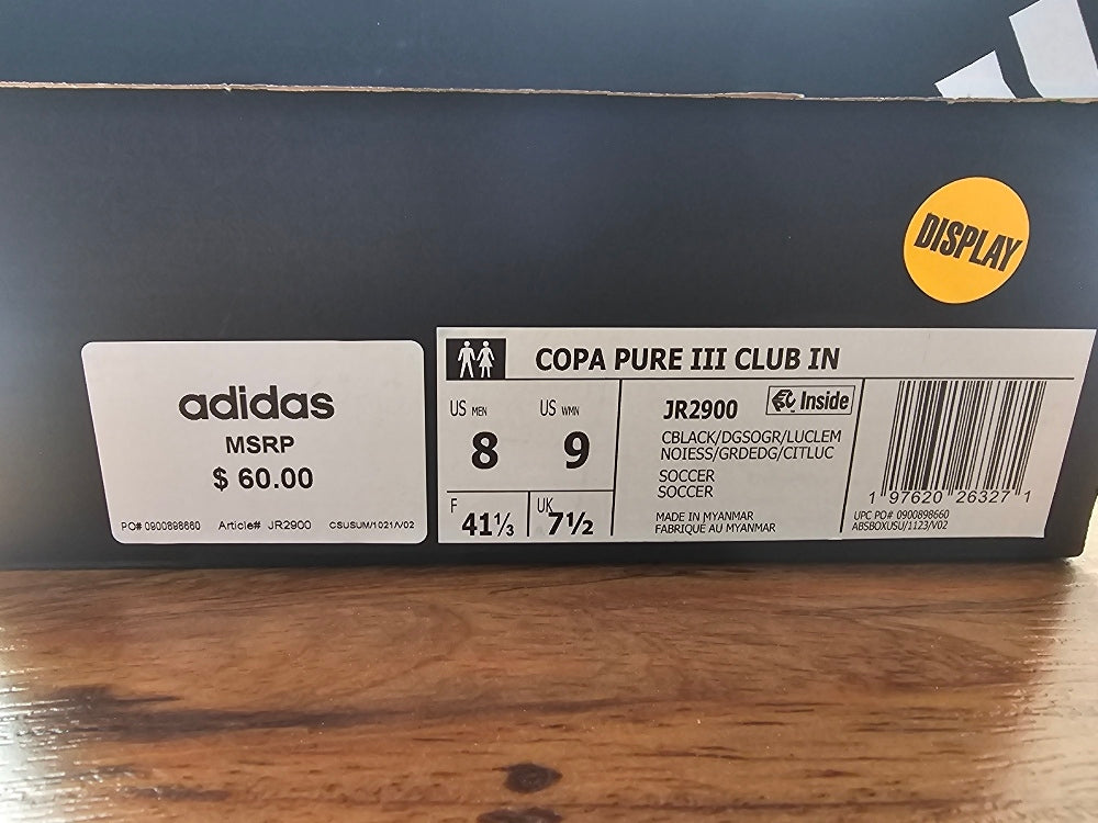 Adidas Copa Pure III Club Indoor Soccer Shoes - Black/Multi, 8M/9W