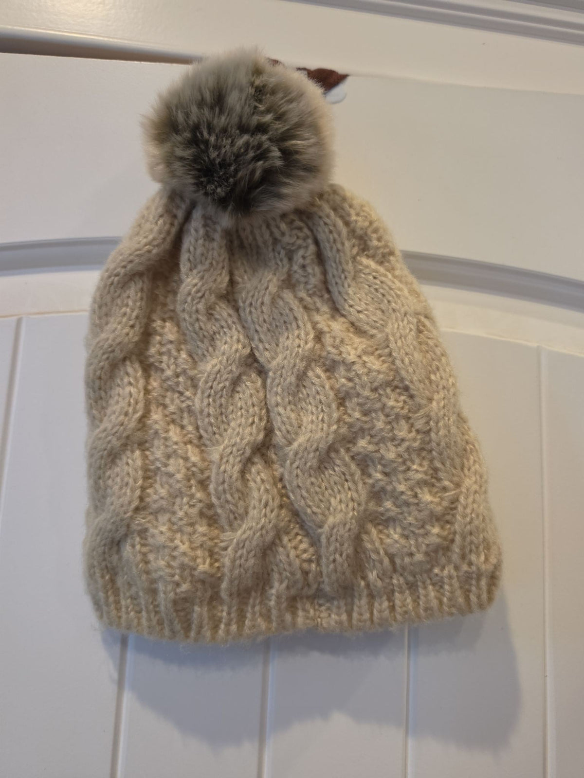 Chaos Taboo Cable-Knit Pom Beanie, Ivory, One Size