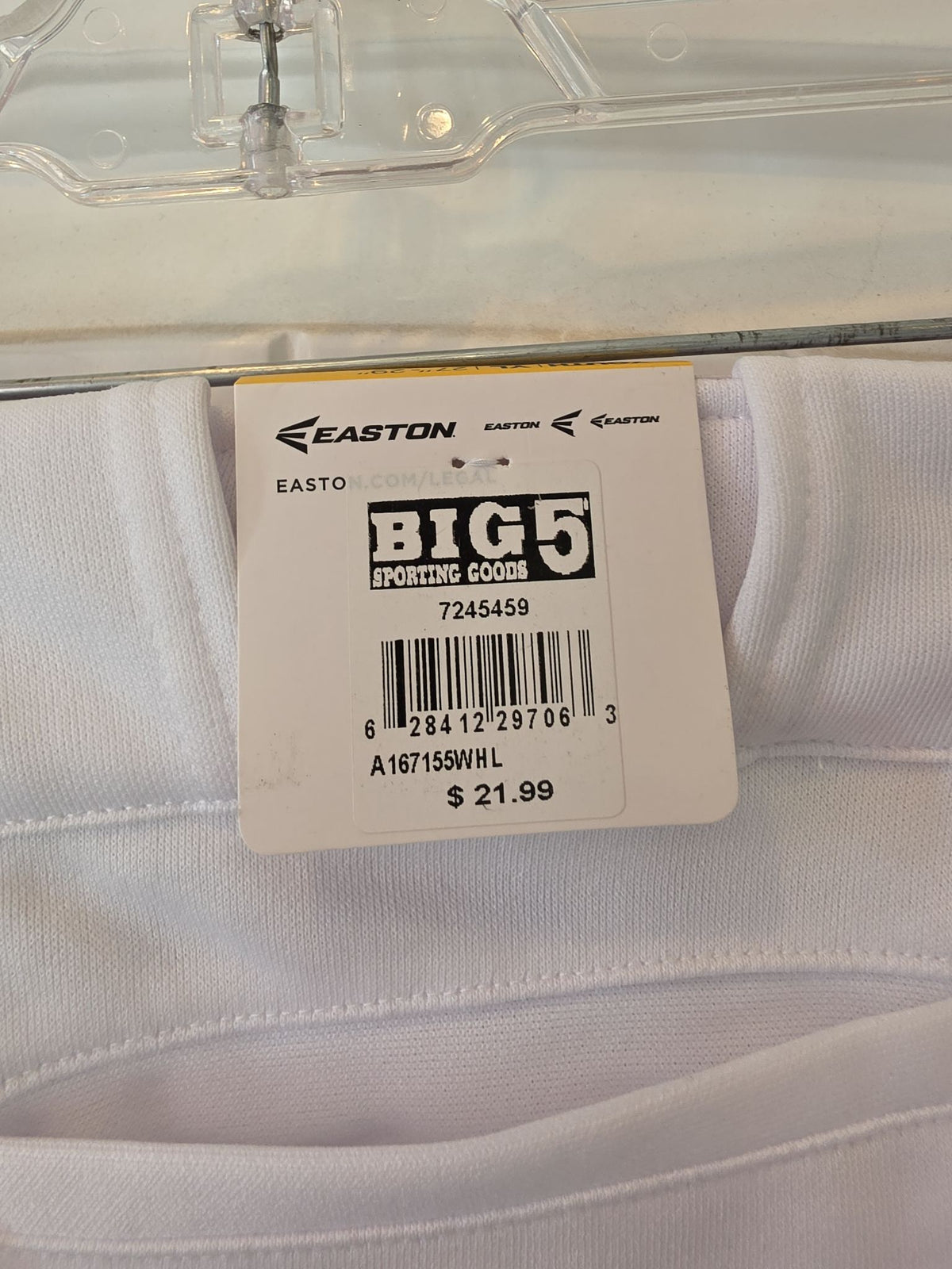 Easton Youth Hit and Run Kicker Baseball Pants, White, Size L