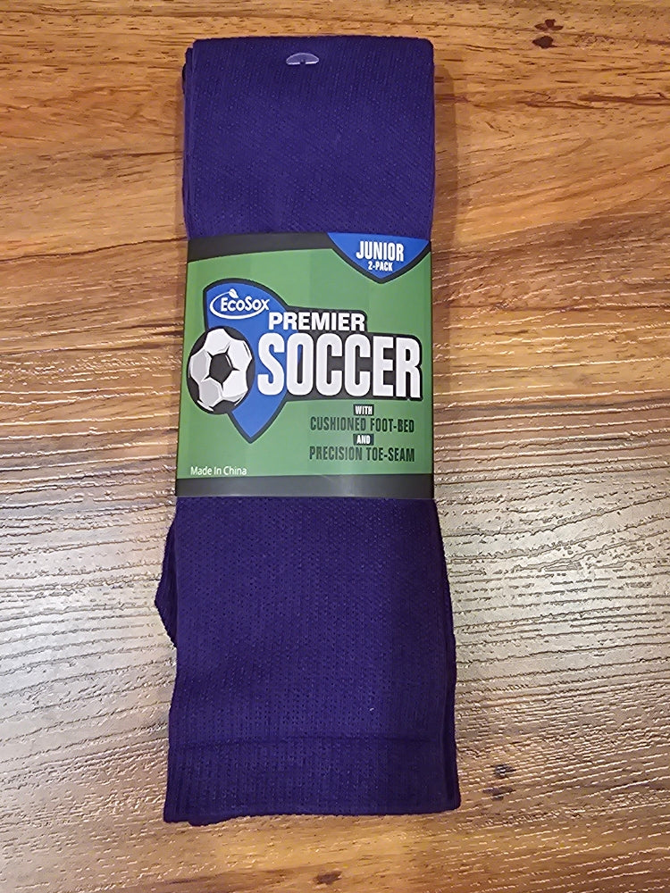 EcoSox Premier Soccer Socks - 2 Pack, Purple, Size 5-7