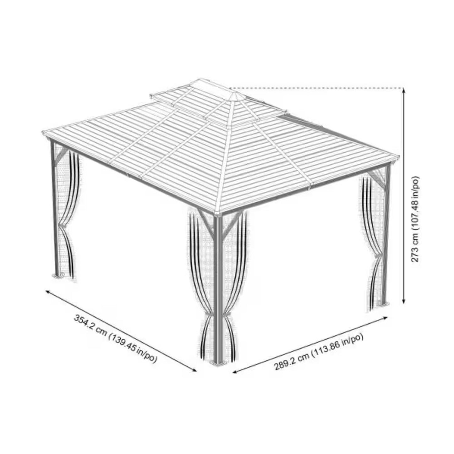 Ventura 10 ft. x 12 ft. Dark Grey Double Roof Rustproof Aluminum Framed Gazebo