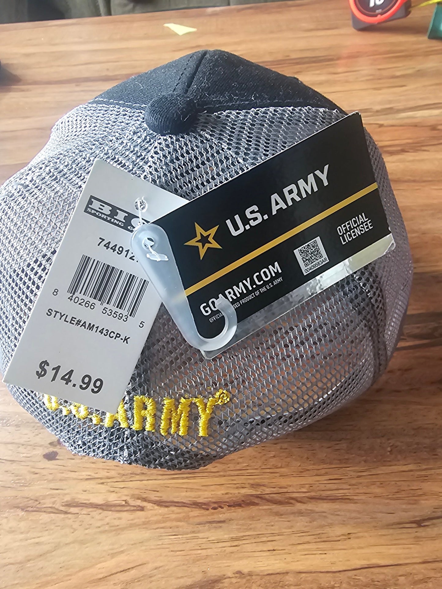 U.S. Army Official Licensed Trucker Hat - Black/Grey Mesh, One Size