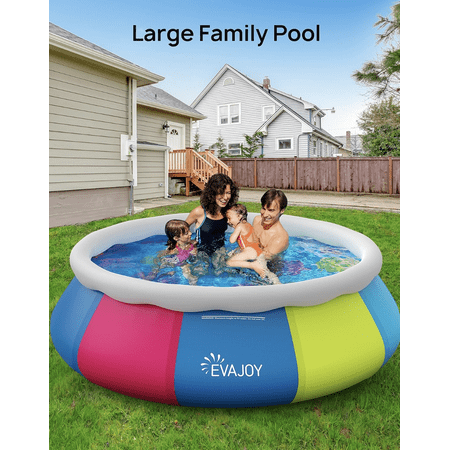 Evajoy 10ft x 30in Inflatable Top Ring Swimming Pool with Cover - Multicolor
