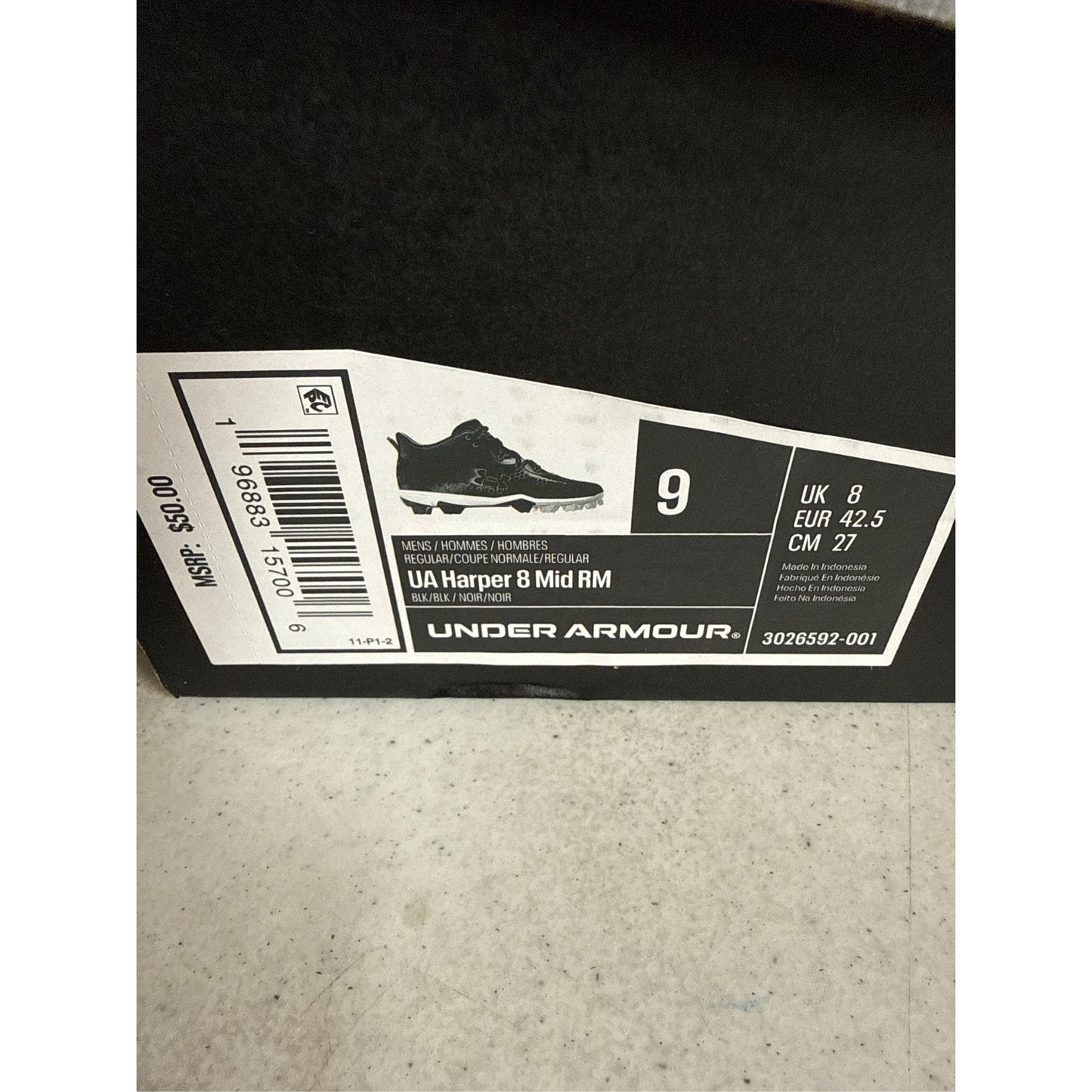 Under Armour Harper 8 Mid RM Baseball Cleats Size 9