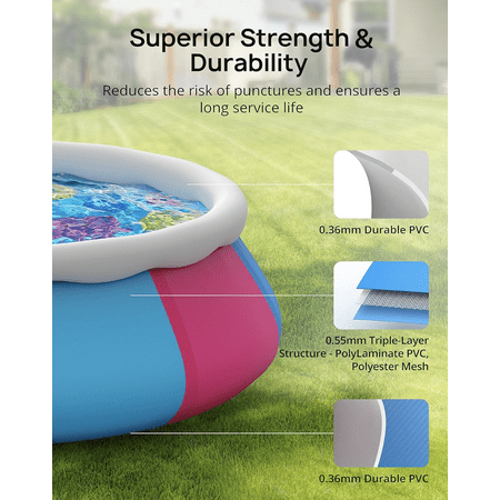 Evajoy 10ft x 30in Inflatable Top Ring Swimming Pool with Cover - Multicolor