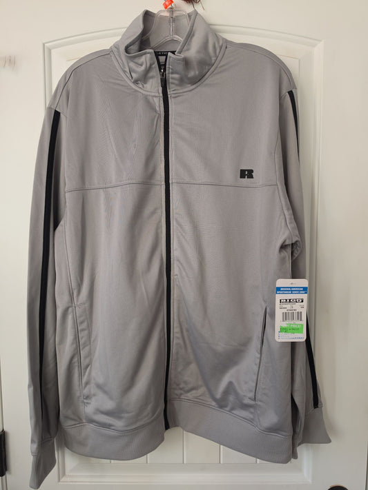 Russell Athletic Men's Tricot Full-Zip Track Jacket, Gray, Size L