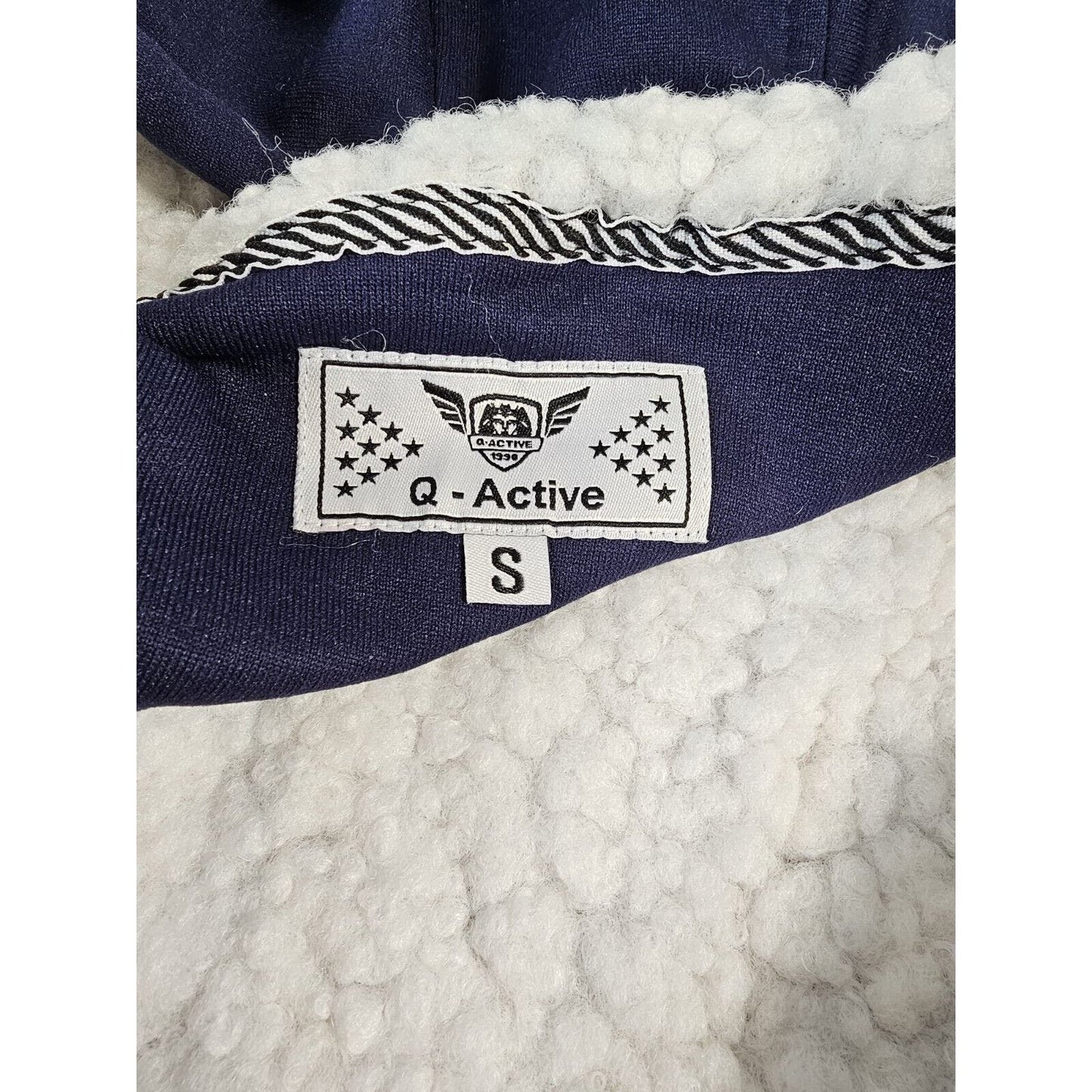 Q-Active Men's Modern Fit Sherpa Lined Fleece Zip-Up Hoodie, Small Blue