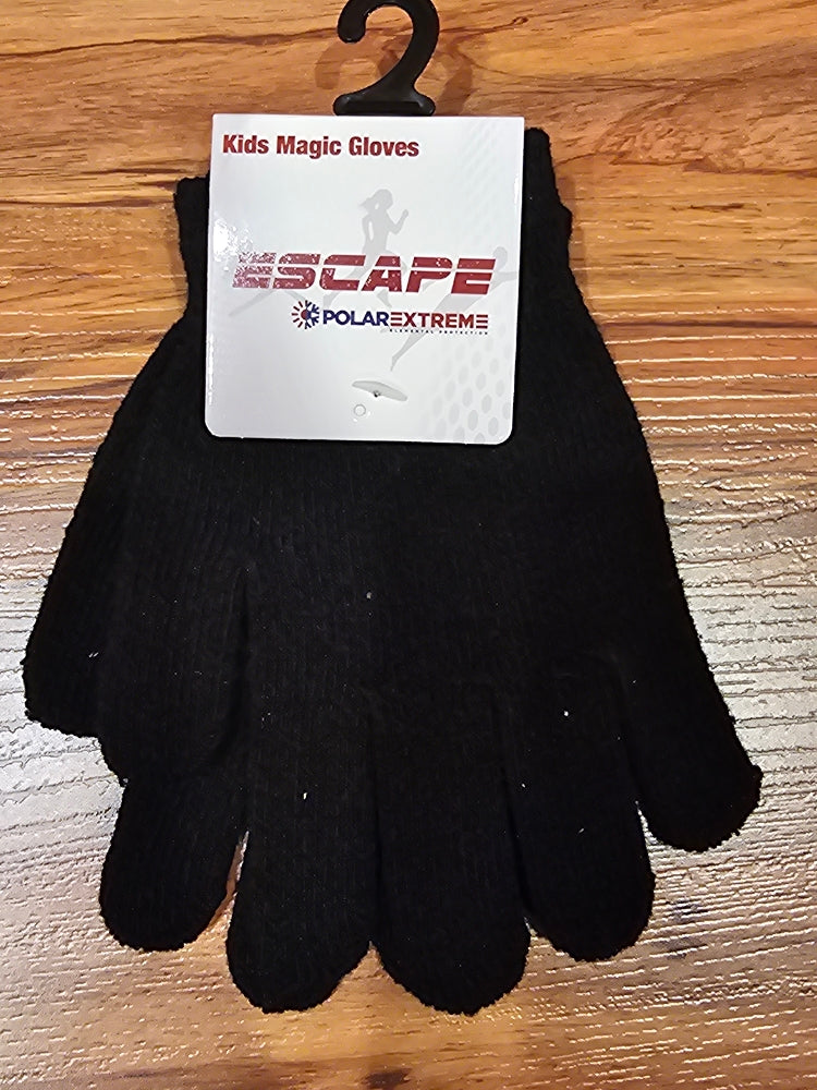 Polar Extreme Kids' Knit Magic Gloves - Black, One Size
