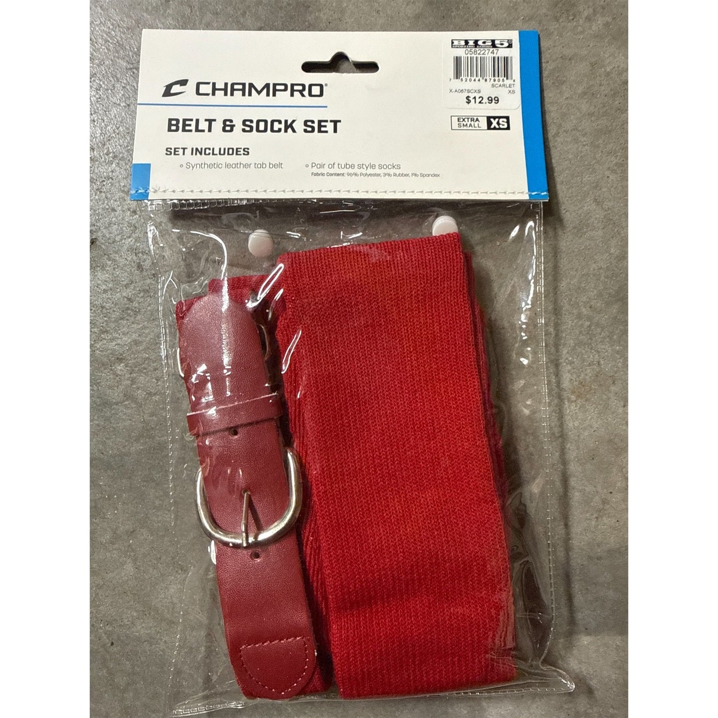 Champro Baseball Belt and Sock Set - XS, Scarlet, Durable Sports Gear- Red