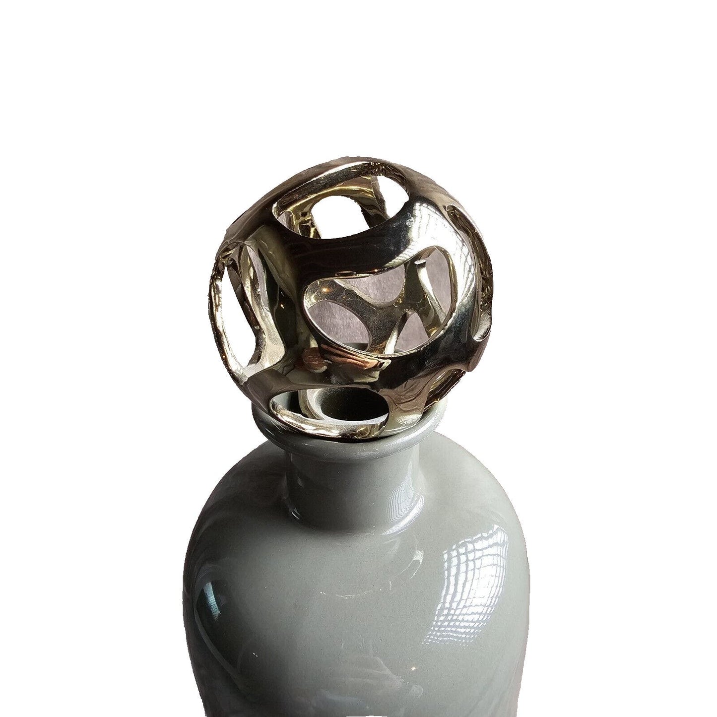 Gray Ceramic Bottle With Gold Top 20"