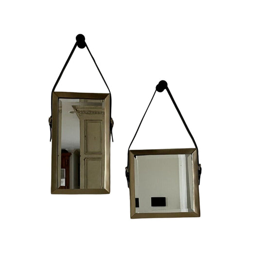 Cyan Venster Mirrors With Strap Antique Brass