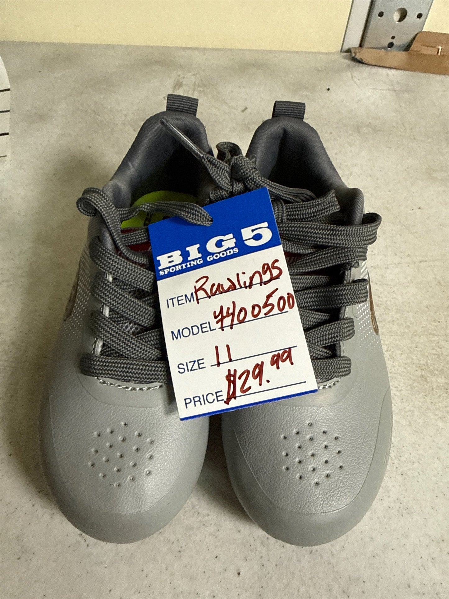 Rawlings Sanction Low Youth Baseball Cleats - Grey Combo, Size 11