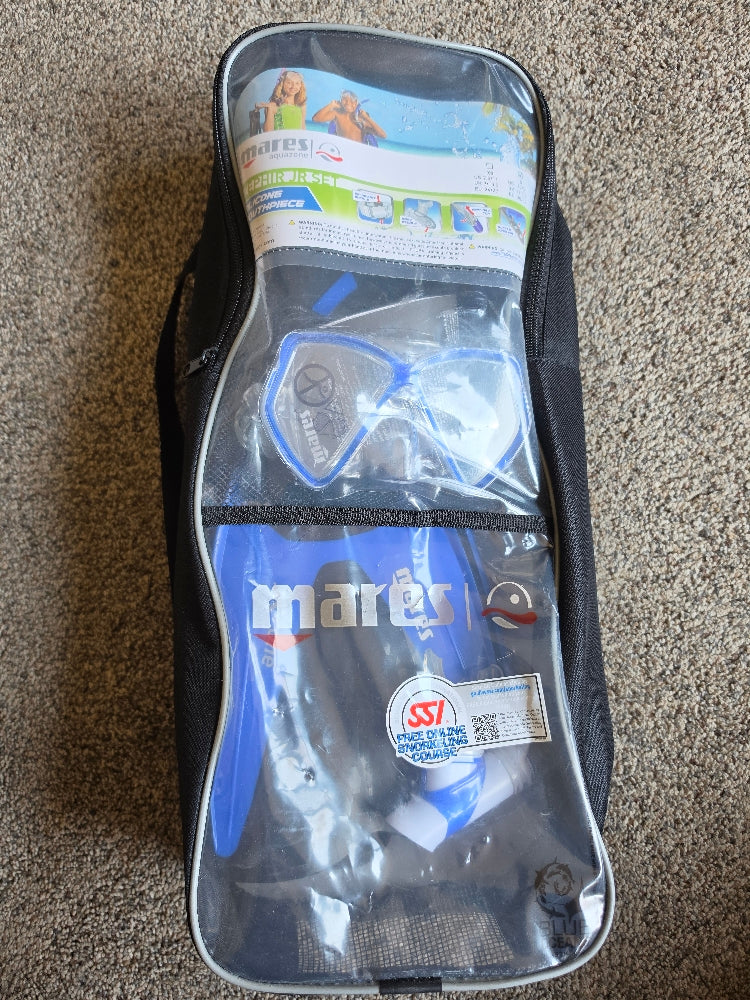 Mares Aquazone Zephir Jr. 3-Piece Snorkeling Set - Blue