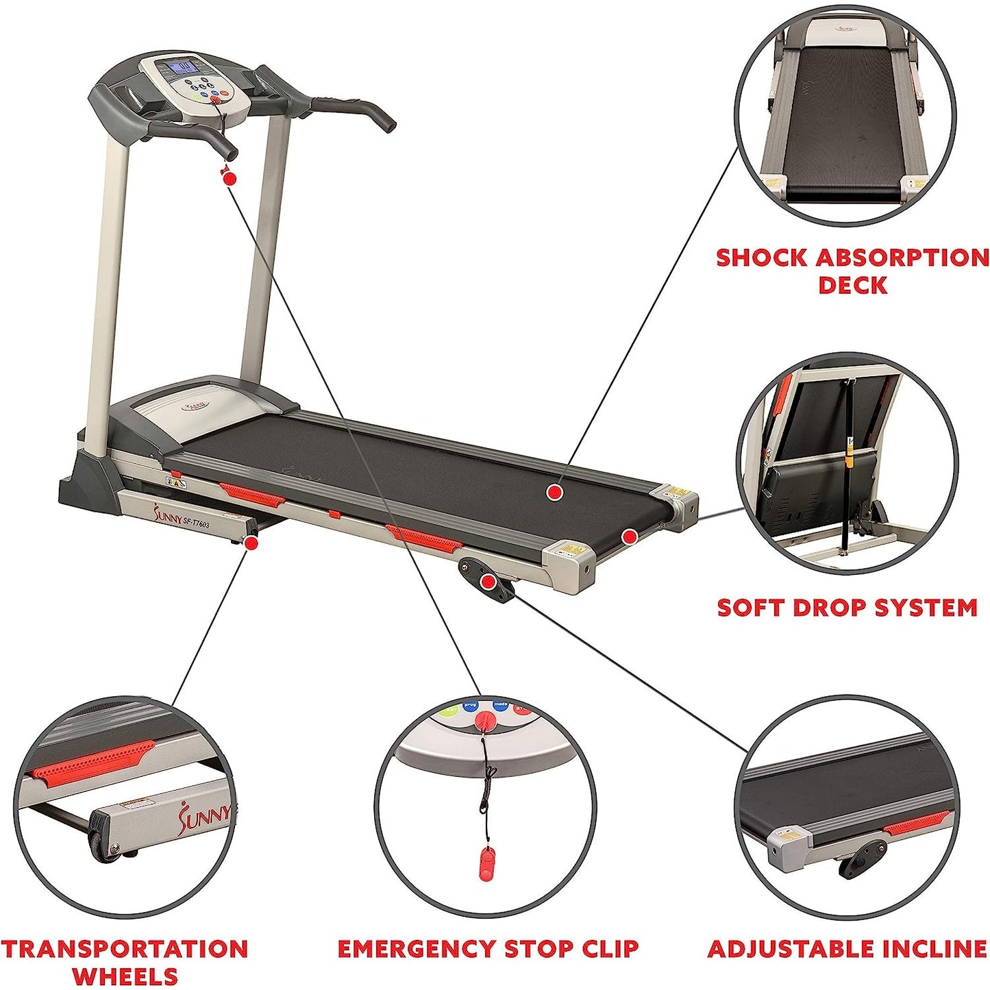 New!! Sunny Health & Fitness Electric Treadmill SF-T4400