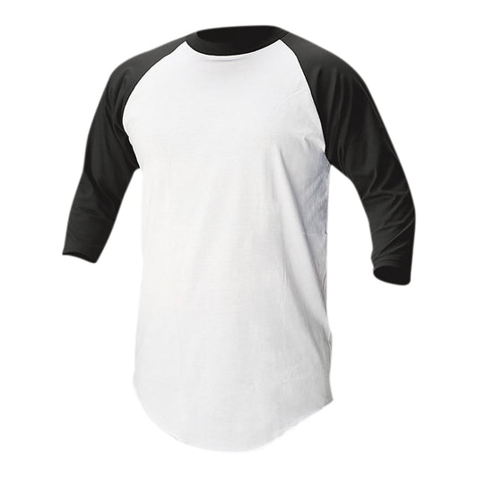 Soffe Youth Baseball & Softball 3/4 Sleeve Raglan Shirt - White/Black, Large