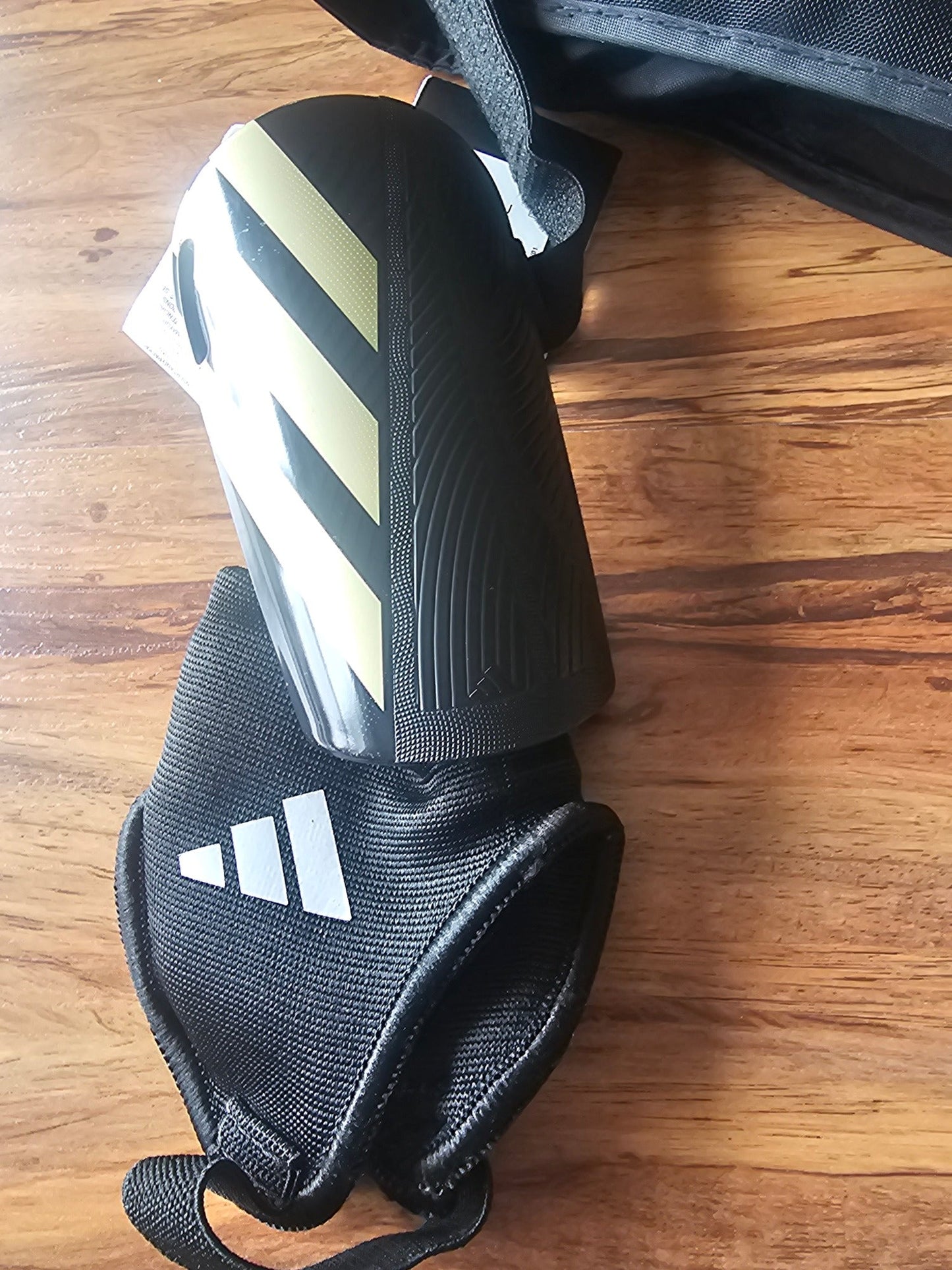 Adidas Tiro Match Junior Soccer Shin Guards with Ankle Protection - Black/Gold, Small