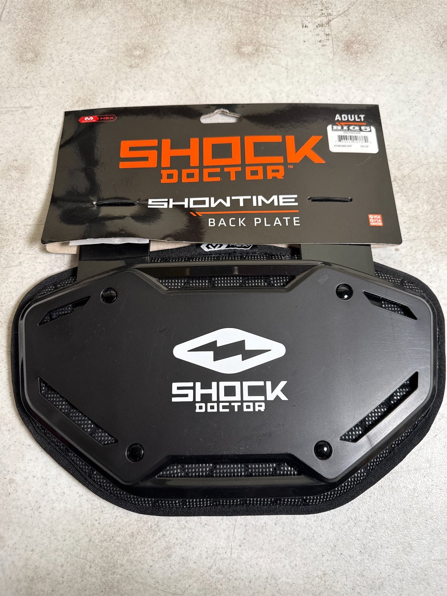 Shock Doctor Showtime Adult Football Back Plate - Black