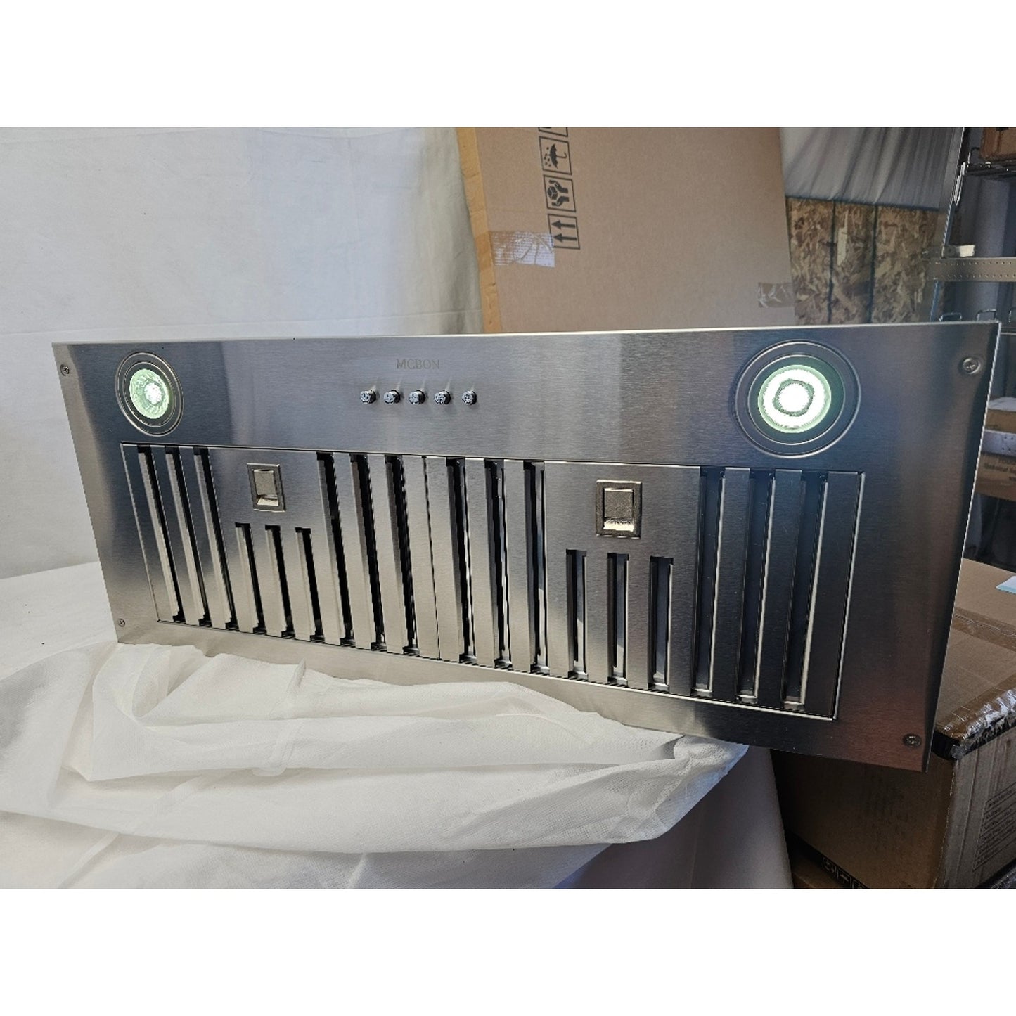 MCBON 30" Range Hood Insert, 600 CFM, Ducted/Ductless, Black Stainless