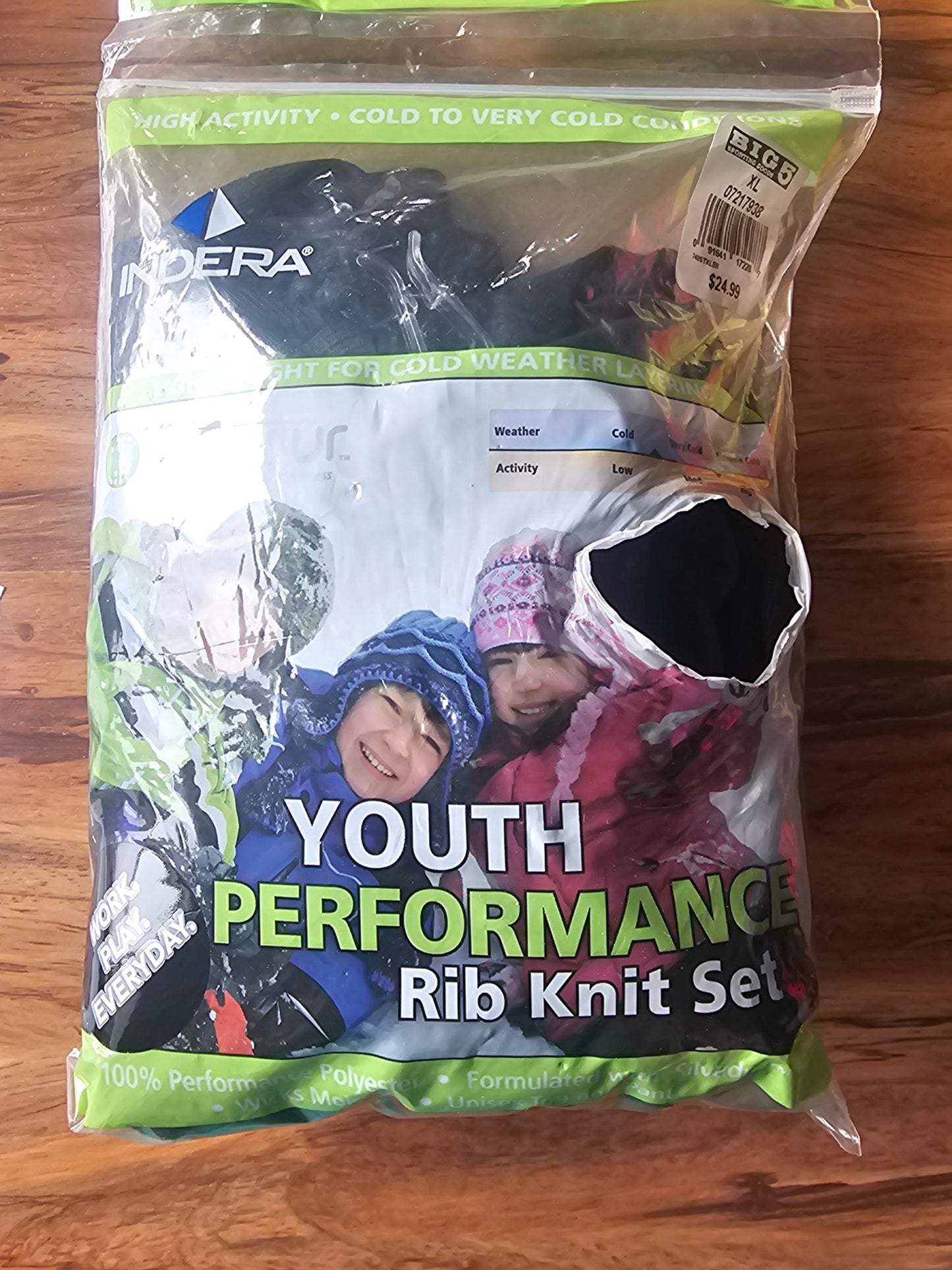 Indera Mills Youth Performance Rib Knit Thermal Set - Black, XL