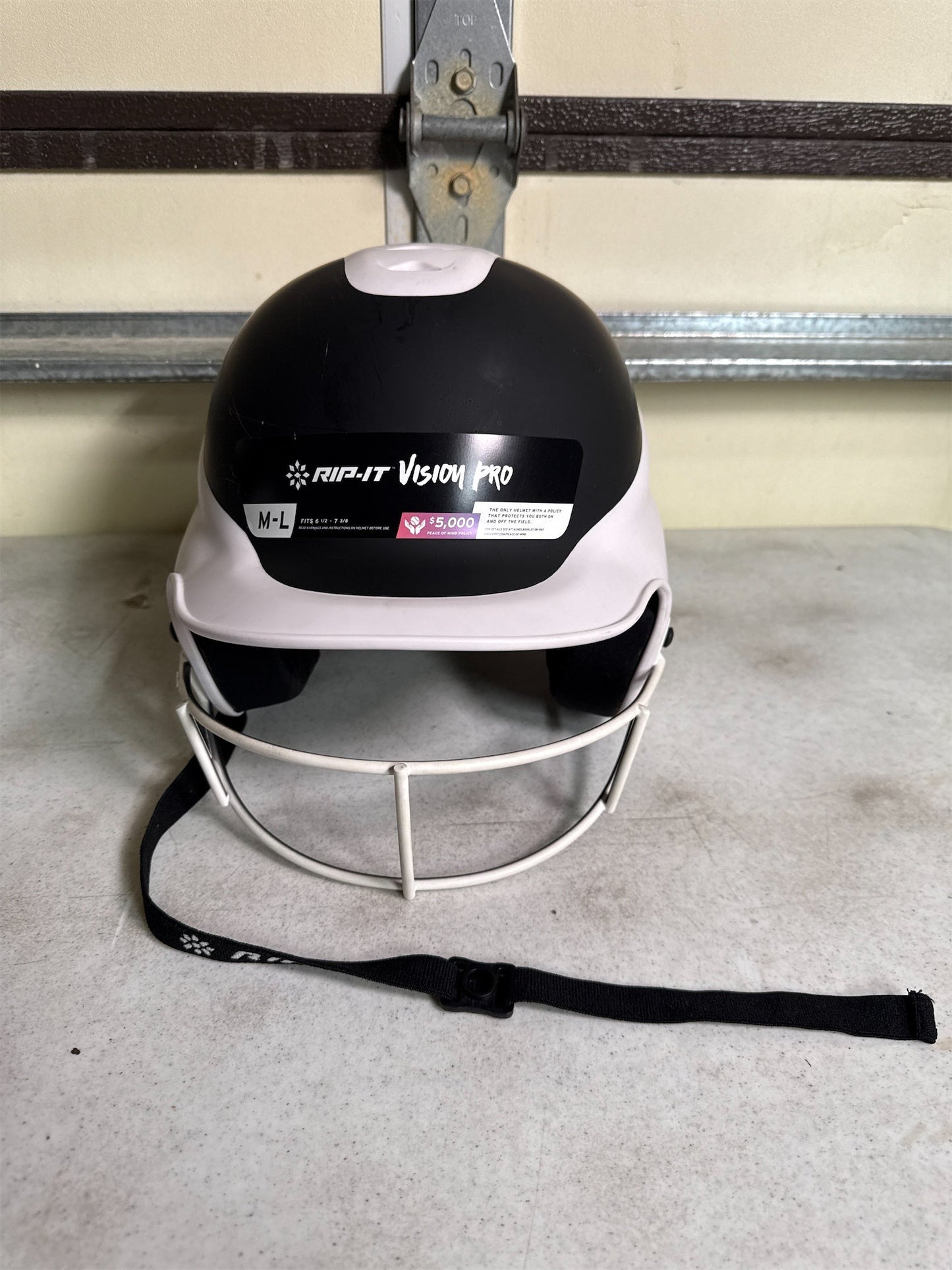 RIP-IT Vision Pro Matte Two-Tone Softball Batting Helmet with Face Guard - Black/White, M/L