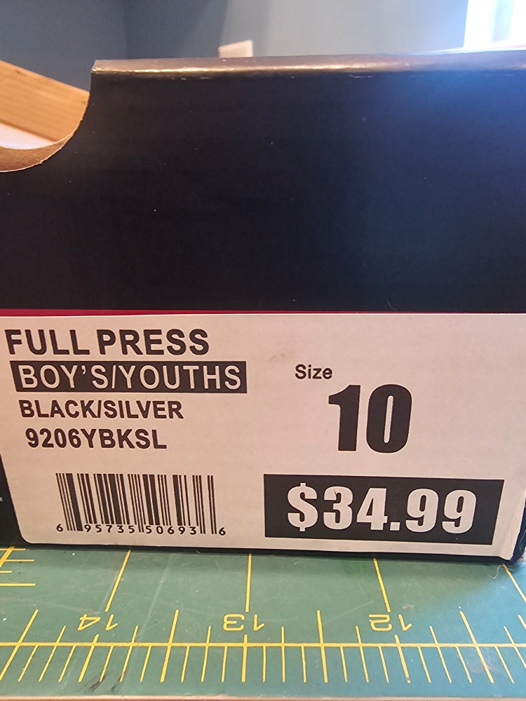 Rawlings Youth Full Press Baseball Cleats - Black/Silver, Size 10