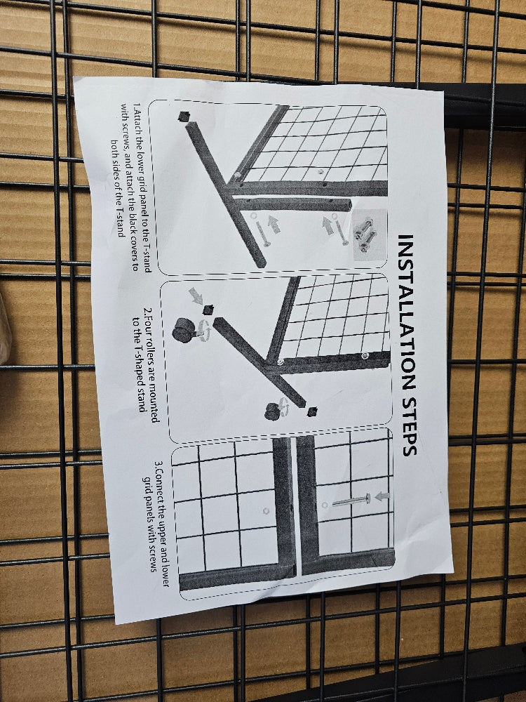 3' 6' Double-Layer Grid Panels for Display, Movable Gridwall Panels Tower with T-Base Stand, Sturdy Wire Grid Wall Panels Metal Art Display Racks for Retail Displays Craft Shows