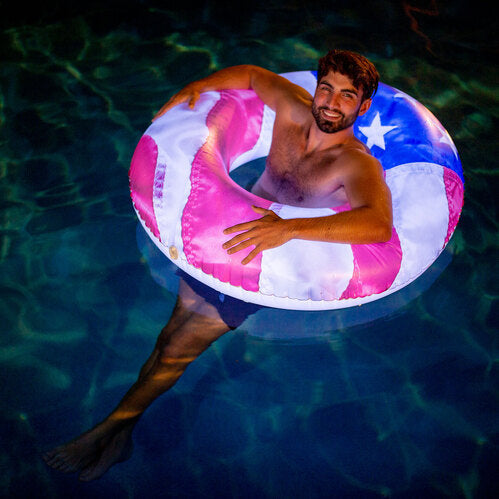 PoolCandy Illuminated Stars and Stripes Large Inflatable LED Pool Tube