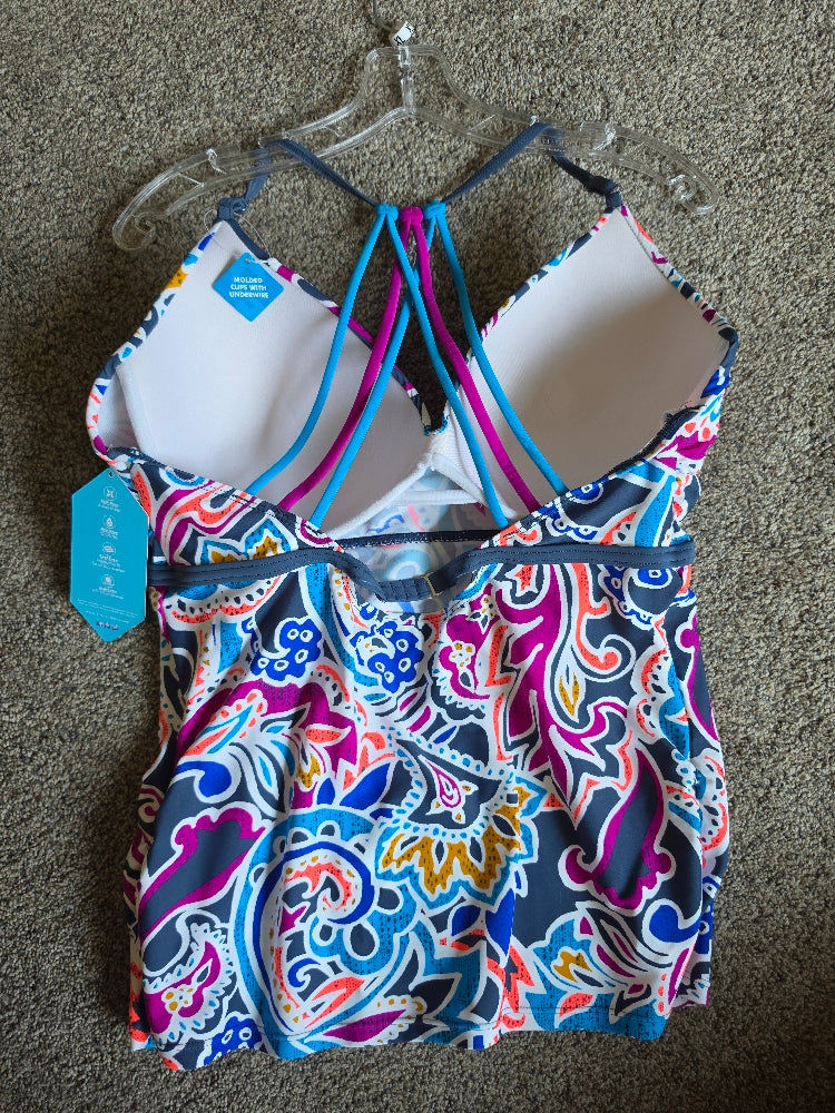Free Country Women's Multicolor Floral Tankini Swim Top - XL