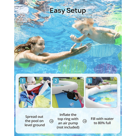 Evajoy 10ft x 30in Inflatable Top Ring Swimming Pool with Cover - Multicolor