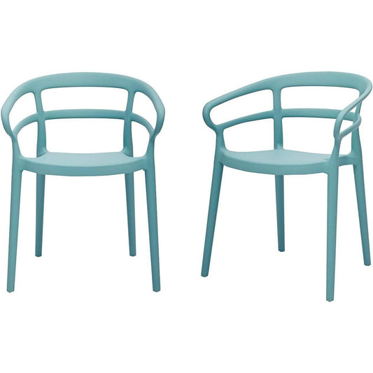 Amazon Basics Curved Back Dining Chairs, Set of 2, Indoor/Outdoor, Light Blue