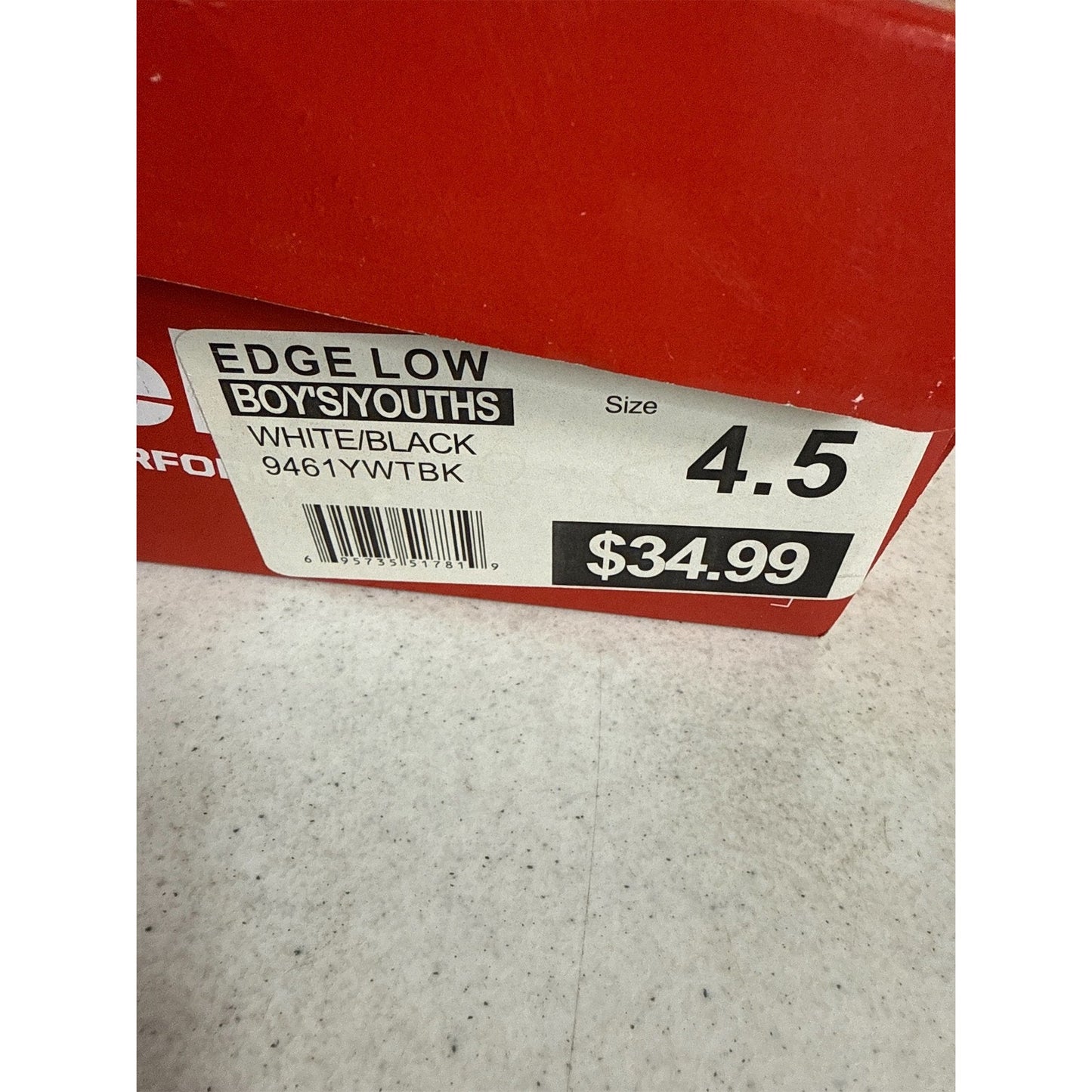 Riddell Edge Low Youth RM Football Cleats - Size 4.5, White/Black