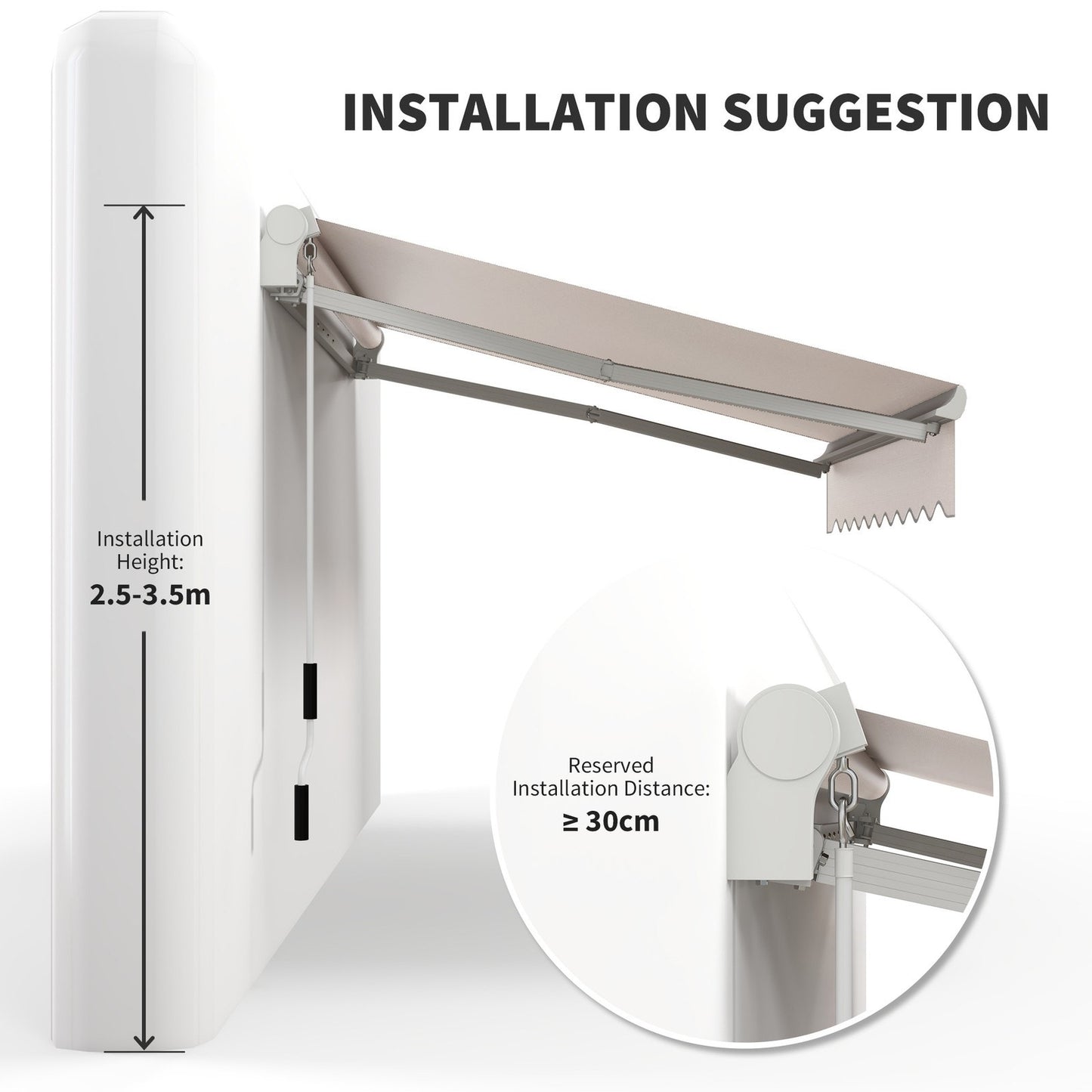 Outsunny 8' x 6.6' Patio Retractable Awning, Exterior Sun Shade Window Cover